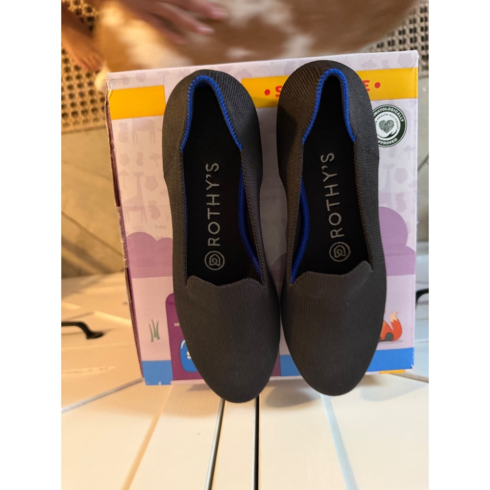 Rothy's The Loafer Black Solid Knit Sustainable Flat Shoes Womens 5.5